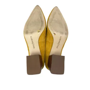 Sole Society Mustard Suede Leather Pointed Toe Block Heel Slip On Pumps Shoes 10 thumbnail 4