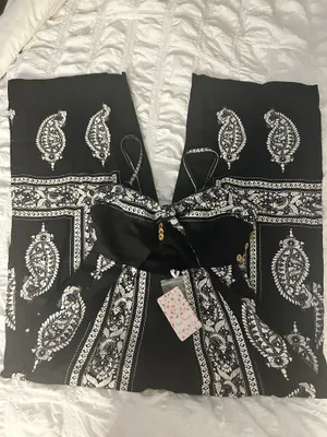 Free People Feel The Sun Jumpsuit NWT Black Paisley Wide Leg Size 2 thumbnail 4