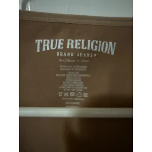 True Religion Womens Ribbed Seamless Crop Top Long Sleeve Tan Brown Logo‎ M/L thumbnail 5