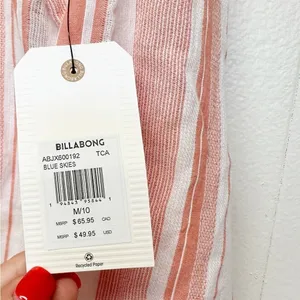 NWT BILLABONG Blue Skies Mini Beach Cover Up Tunic Dress Top Fringe Tie Medium thumbnail 6