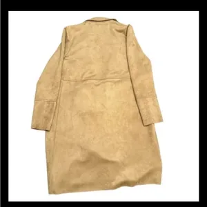 Premise Studio Faux Suede Leather Longline Jacket Trench Coat Camel Tan Size M ECU thumbnail 4