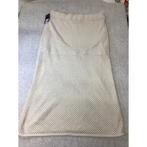 Universal Thread Cream Crochet‎ Midi Skirt XL NWT Knit Side Slit Lined NWT thumbnail 7