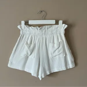 LE LIS | White Paper Bag Drawstring Shorts Sz M thumbnail 4