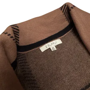Z Supply Plaid Sweater Jacket Brown Black Button Front Shacket Cozy Medium EUC thumbnail 7