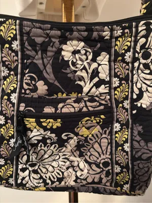 Vera Bradley Black, Cream and Yellow Floral Quilted Crossbody Bag thumbnail 2