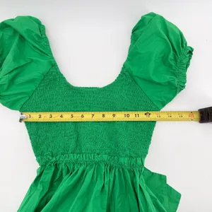 Altar'd State Kemlyn Green Smocked Puff Sleeve Tie Back Mini Dress Small thumbnail 6