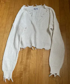 Rock n rags white cropped sweater thumbnail 1