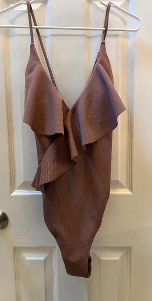 NWT Cupshe brown Ruffled Spaghetti Strap Mini Dress size xl thumbnail 1
