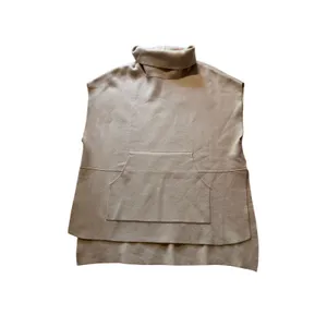 Kerisma Oversized Sweater Vest Cream Angora Blend Mock Neck Pocket S/M thumbnail 2
