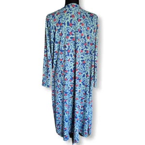 LuLaRoe Womens Duster Size Large Sarah Blue‎ Yellow Orange Paisley Knit Long NEW thumbnail 3
