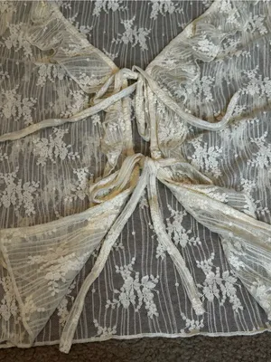 Cream Lace Ruffle Tie Front Cardigan Blouse Flare Sleeve Boho Cottage Feminine thumbnail 2