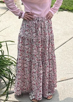 Floral Tiered Maxi Skirt High Waist thumbnail 9