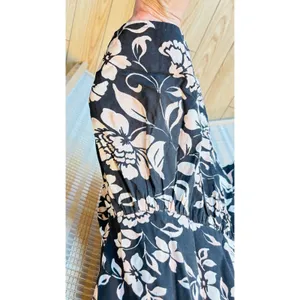 Patrons of Peace black sleeveless floral bohemian midi dress sz Med 8 thumbnail 4