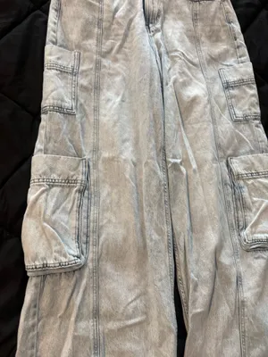 {SO} Light Blue High-Rise Utility Cargo Wide Leg Jeans thumbnail 2
