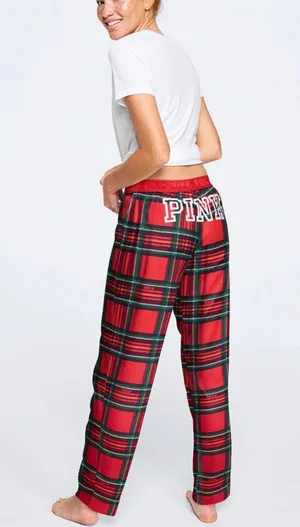 Victoria’s Secret PINK Pajama Pants Red Tartan Plaid Sleepwear thumbnail 2