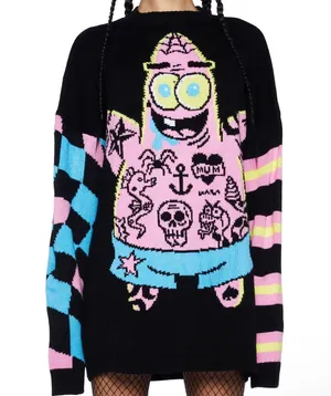 Dolls Kill x SpongeBob Rebel Star Intarsia Sweater size XS/S thumbnail 3