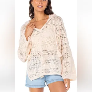 ROXY JR NEW Hippie Hoodie Relaxed Sweater Sz L thumbnail 5