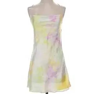 Zara Women Mini Dress Small Multicolor Tie Dye Satin Effect Cowl Neck Open Back thumbnail 4