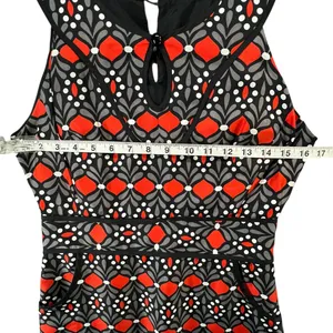 Milly Sheath Dress 2 Black Gray Red Silk Geometric‎ Sleeveless Modern Chic Party thumbnail 8