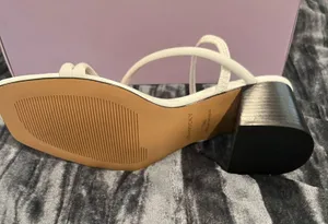 ILLUME - V White Strappy Block Heel Sandals by Lisa Vicky thumbnail 3