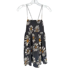 American Eagle Cami Mini Dress Womens XS Black Floral Smocked Daisy Boho Y2K 90s thumbnail 6
