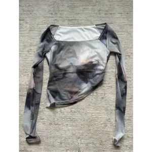 Shein Gray Long-Sleeve Tie-Dye Mesh Top (Size XS) thumbnail 3