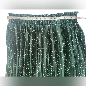 Exlura Women’s High Waist Green White Polka Dot Pleated Midi Swing Skirt Size XL thumbnail 8