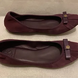 Tory Burch Purple Suede Ally Bow Ballet Flat thumbnail 4