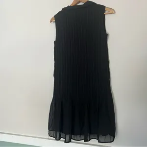 NWT pleated sleeveless shirt dress collared button down black size small thumbnail 3