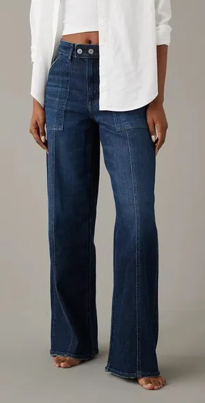 American Eagle AE Super High-Waisted Baggy Wide-Leg Jean 14 Short thumbnail 1