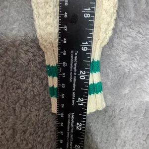 American Eagle Sweater Womens XS Cream Green Varsity Striped Cable Knit Crewneck thumbnail 4