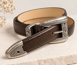 Brighton Brown Texture Leather Silver Tone Basket Weave Buckle Women's Belt Sz M thumbnail 1