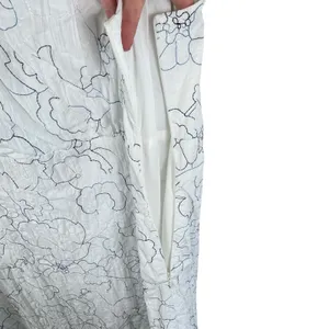 White Cotton Embroidered Handmade‎ Lined V-Neck Sleeveless Midi Dress Size 16 thumbnail 4