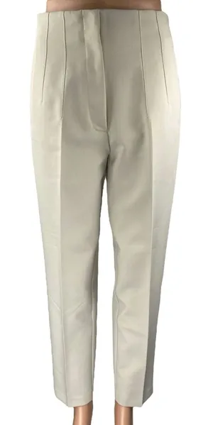 Zara Women's Beige Khaki Chino Pleated High Rise Trousers Dress Pants Size M thumbnail 1