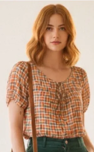 ModCloth Geometric Print Blouse L Retro Boho Teacher Artsy thumbnail 1