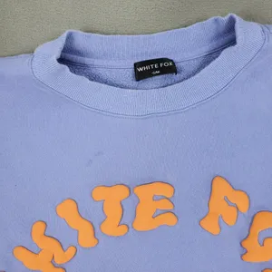 White Fox Sweatshirt Women S/M‎ Blue Purple Project 5 Puff Print Crewneck thumbnail 2