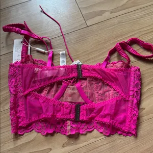 For Love And Lemons Hot Pink Lace Bralette thumbnail 2