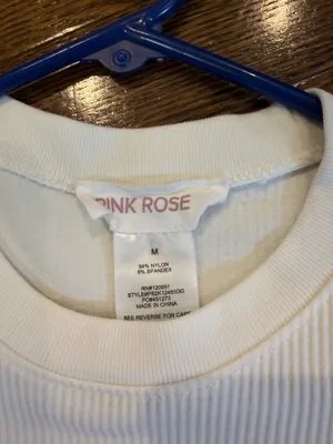 Pink Rose Cream ribbed fitted T-shirt thumbnail 3