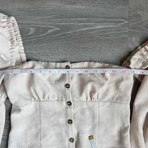 Song Of Style Emery Top One Shoulder Ruffle Beige Check thumbnail 5