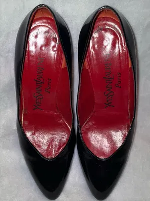Yves Saint Laurent Women’s Size 5 Vintage YSL Black Patent Leather Pumps Heels thumbnail 7