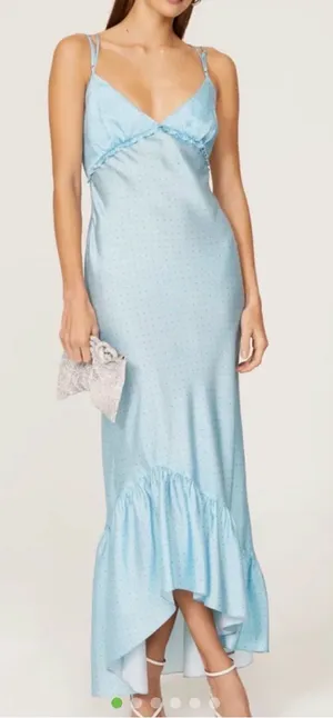 Cinq à Sept Tie Back Blue Dot Dress thumbnail 1