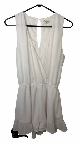 Show Me Your Mumu Riri Romper S Small Sleeveless Crossover Front Ruffle Hem Boho thumbnail 1