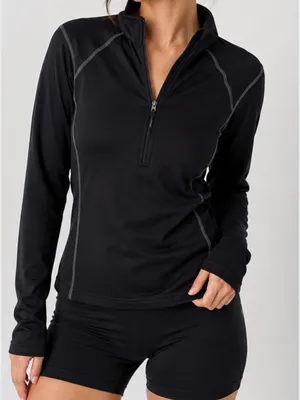 Autobahn Black Half Zip Athletic Activewear Sporty Fleece Pullover thumbnail 8