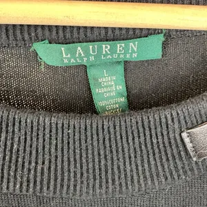 Ralph Lauren Black Knit Long Sleeve Buckle Accent Crew Neck Sweater L thumbnail 5
