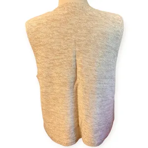 Vintage Y2K Knit Sweater Vest Tan Embroidery Flowers Leaves Button Cottagecore M thumbnail 4