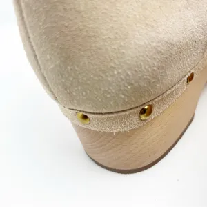 J. CREW Suede Leather Upper Faux Fur Lined Clog Studded Boots Size 12 Neutral thumbnail 7