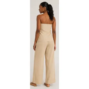 Scoop Womens Top Size XS Brown Linen Blend Removable Straps Relaxed Strapless thumbnail 5