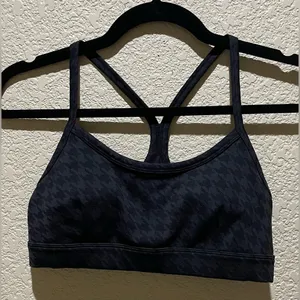 Alo Yoga Houndstooth Gratitude Padded Sports Bra Black Grey Size M thumbnail 3