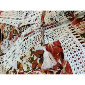 Torrid Cottagecore Babydoll Crochet Trim Top Women 2X Floral Lace Up Tassel Boho thumbnail 6
