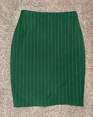 Express Pinstripe Pencil Skirt Size 0 Green White thumbnail 1
